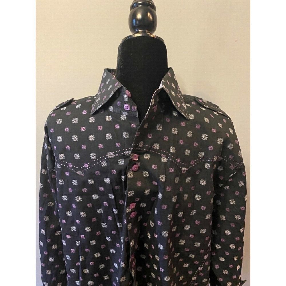 H20 Casual Button Down Shirt Contrast Cuffs Blue Purple - XXL